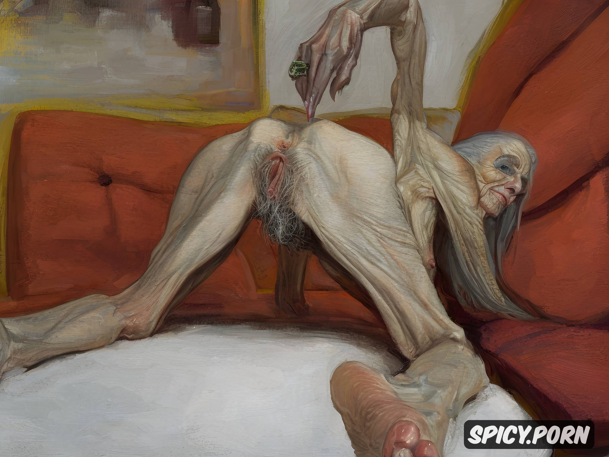 Image Of Ninety Hairy Pussy Grey Hair Indoors Naked Spreading Legs