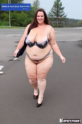 high quality resolution, caucasian ssbbw fat teen walking with loose clothes on the street