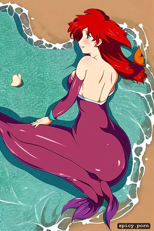 red hair, ariel the little mermaid getting fucked on the beach