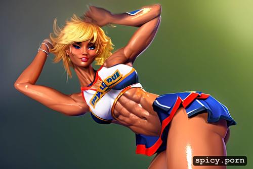 cheerleader, pussy dripping, tanned, ultra detailed, toned, partially nude