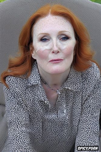 seventy julianne moore, facial cum, looking into camera, cum on face