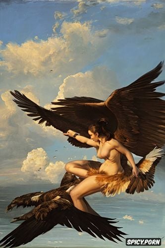 large feet, wings, henri gervex, fallen angel, flat breast full body shot