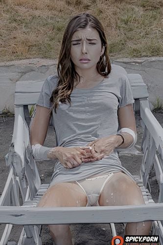 skirt lifted, scared teen model face, detailed full shot, panties aside