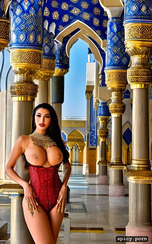 middle eastern, happy, big boobs, inside mosque, teen, hd, lipstick
