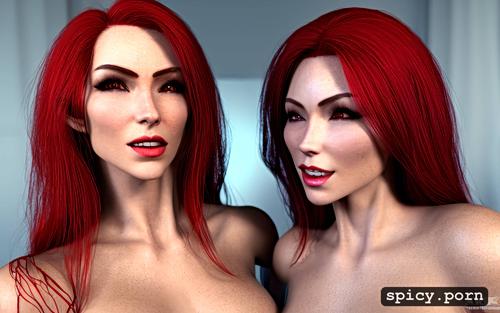 sexy redhead vampire queen, realistic, 8k