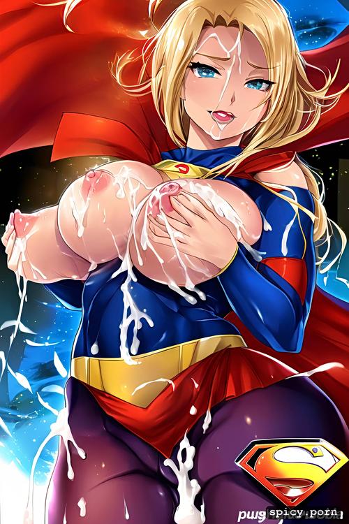 tummy, 18 yo california blonde supergirl super costume, cum spurting from superman with huge