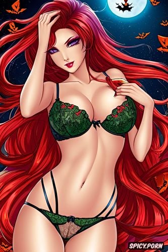 precise lineart, small tits, yacht, skinny body, halloween, red hair