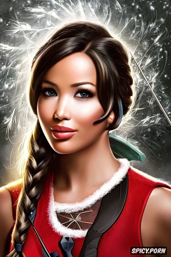 ultra detailed, ultra realistic, katniss everdeen beautiful face slutty santa clause outfit