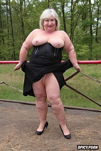 old fat woman, with wrinkled vagina, legs open, nude