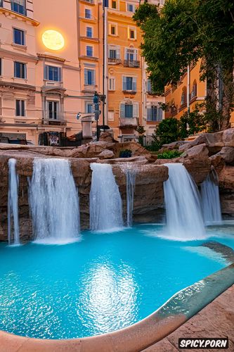 fontana di trevi, ultra detailed, natural breasts, masterpiece