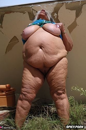 bellybutton, tanned skin, female naked with obese belly, ssbbw belly