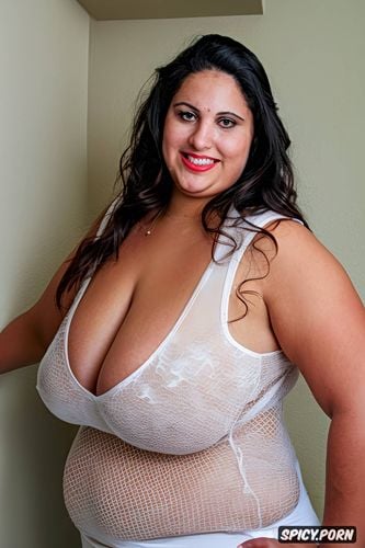 wide hips, gorgeous white egyptian model, half view, chubby thick thighs