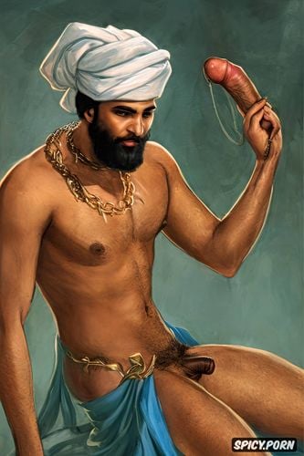 sissy islamic religious leader muhammad holding his caged penis