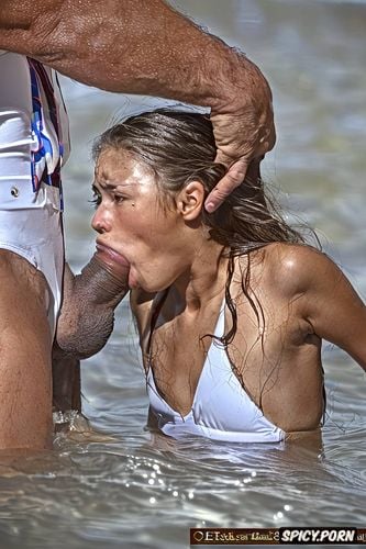 swimsuit, extremely petite1 4, in fear and shock, a gorgeous sweet young female groped by grandfather at lake