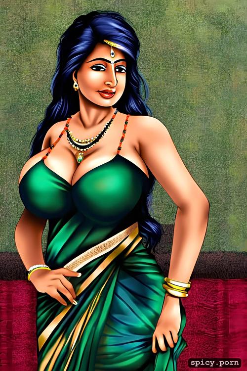 seductive, saree, large breasts, house, indian woman, busty body