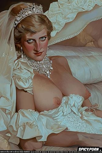 wedding dress, princess diana, post impressionism manet, gottfried hellnwein