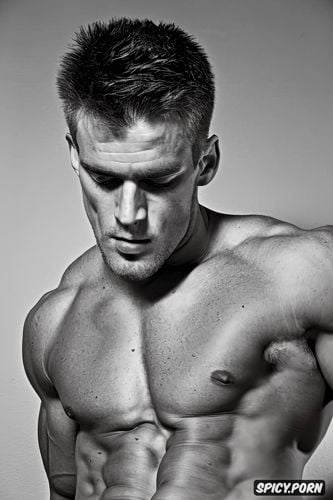 six pack abs, powerful atletic man, oiled up shine of muscles
