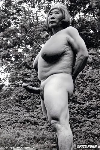 muscular, huge futanari dick, lifting, futanari, strong, busty granny