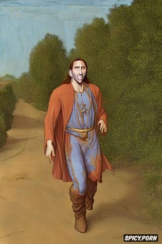 in the sunlight, nicolas cage 1 4, walking down a dusty road