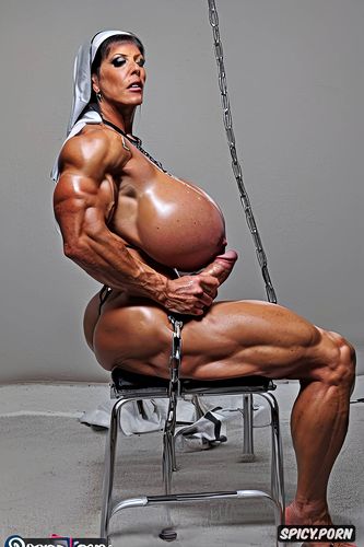 bodybuilder, wet, orgasm, mature, breast expansion, massive boobs