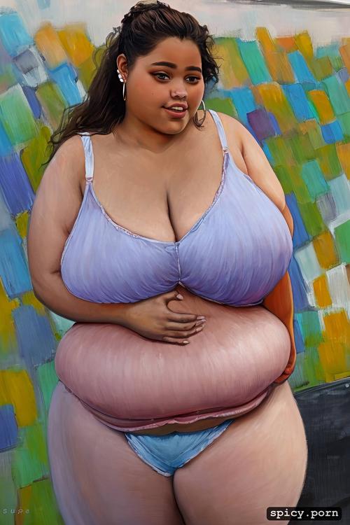 realistic, obese woman, she breaking down the barriers of conventional beauty