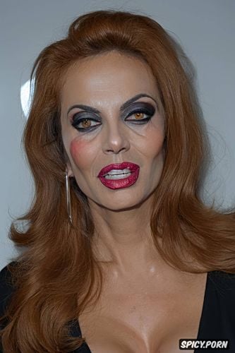 insane prostitute named sophia loren, war paint maquillage, sperm in tousled red hair