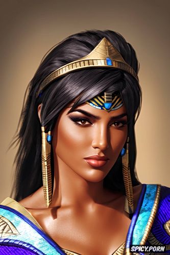 ultra detailed, pharah overwatch female pharaoh ancient egypt pharoah crown royal robes beautiful face portrait muscles