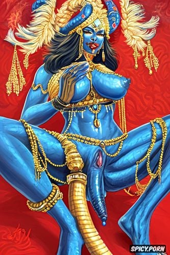 mukut on head, beautiful goddess kali, masterpiece, big blue dick