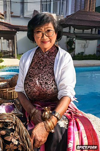 asian granny with feet in camera