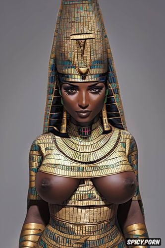 muscles, femal pharaoh ancient egypt egyptian pyramids pharoah crown royal robes beautiful face topless