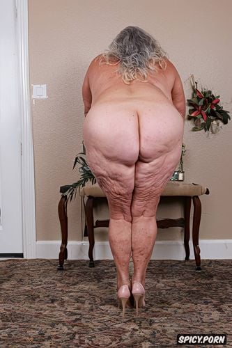 photorealistic, massive ass, 80 years old granny, caucasian