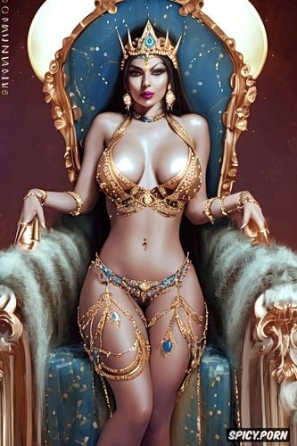 hindu goddes kali blue skin naked wearing strippers clothes sitting on a throne