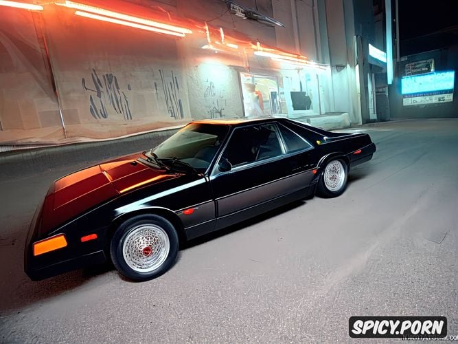 parked on the outskirts of night city, 1989 front wheel drive dodge