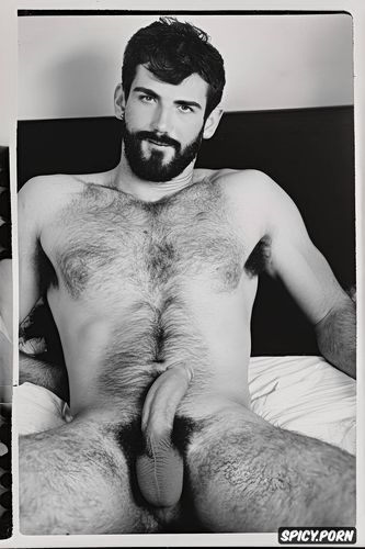 gay, showing full body, lot of man with a very hairy dick dick soft and perfect face