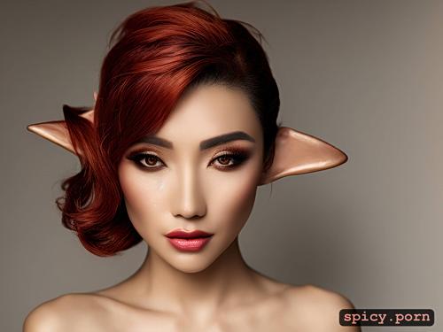 digital painting, nude, elf ears, face make up, chinese