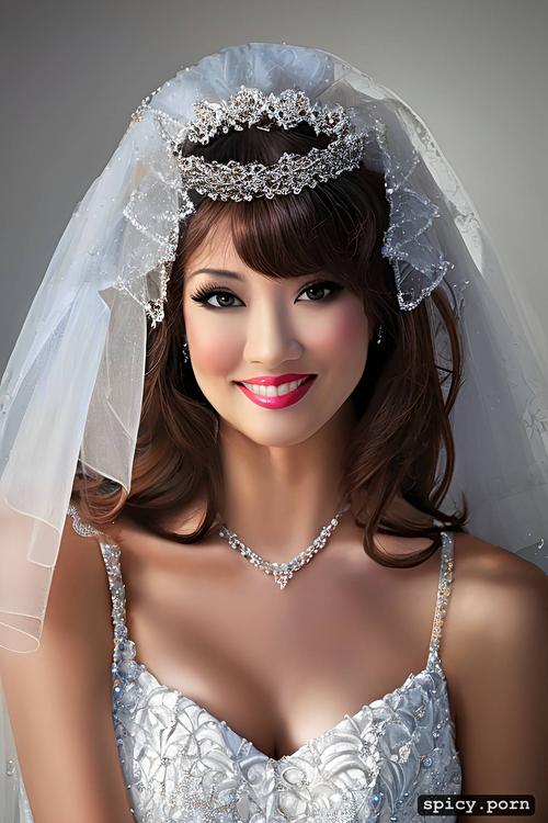 blushing smiling bride