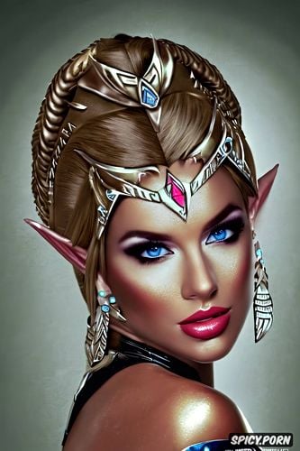 ultra detailed, k shot on canon dslr, princess zelda legend of zelda tight leather armor portrait beautiful face milf full lips bimbo masterpiece