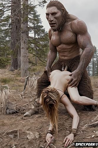 furry sasquatch fur all over, lifting her ass into the air with powerful pelvic thrusts