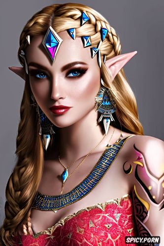 k shot on canon dslr, ultra realistic, princess zelda zelda beautiful face young tight outfit tattoos masterpiece