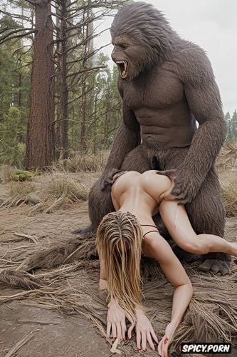 lifting her ass into the air with powerful pelvic thrusts, sasquatch fat dick fills her pussy