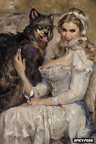 drooling, nude, husband and wife on couch, ferocious beast, pyotr krivonogov