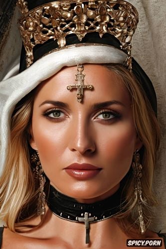 sacred jewelry, catholic nun, extreme detail beautiful face young