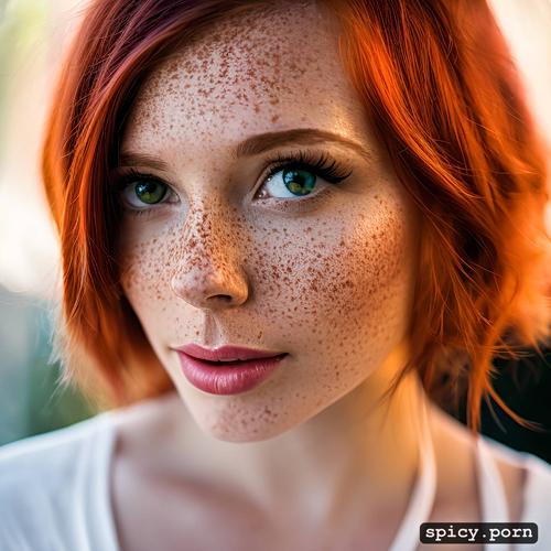 redhead, freckles, teen, small perky boobs, petite, fully nude
