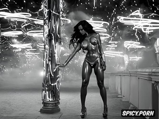 black filipino wonder woman, ultra dark skin, highest fidelity hd video screen shot