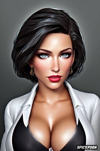 elizabeth bioshock infinite black blazer white shirt shirt unbuttoned beautiful face full lips milf