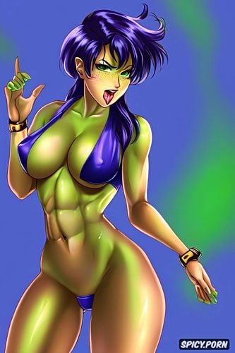 eyes rolled up, large perfect boobs, mouth open, gorgeous hypnotized superheroine