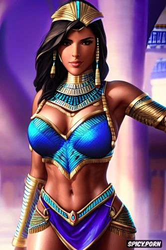 abs, masterpiece, ultra realistic, pharah overwatch female pharaoh ancient egypt pharoah crown royal robes beautiful face portrait muscles