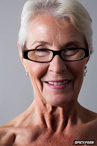 nerd, open mouth, hyperrealistic, face of beautiful white granny