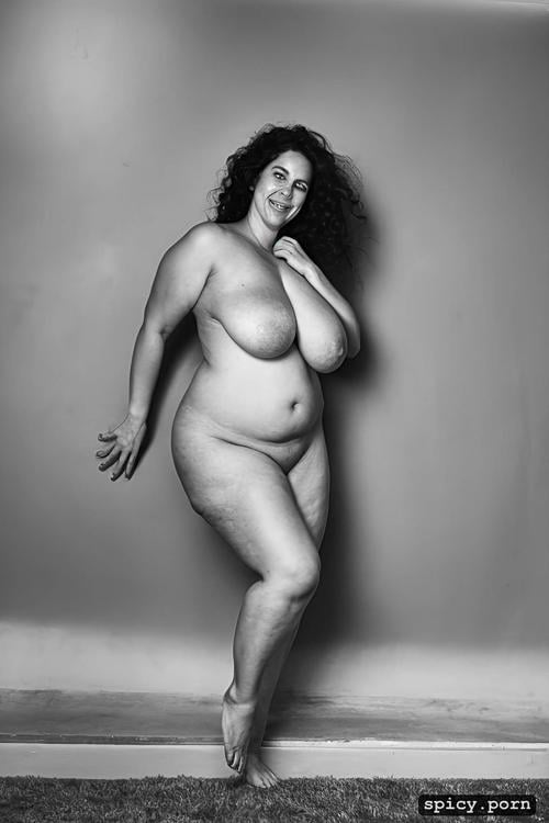 full body view, nude, smiling, huge natural boobs, beautiful face