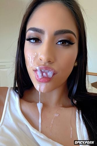 cum dripping down face, real amateur selfie, facial selfie, perfect tight body
